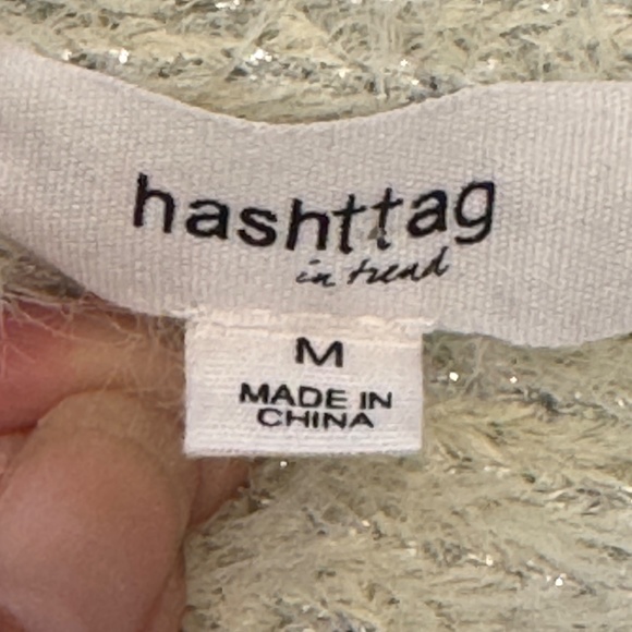 Eyelash Cropped Sweater HASHTTAG Intrend Sz M Textured Knit - Picture 7 of 8